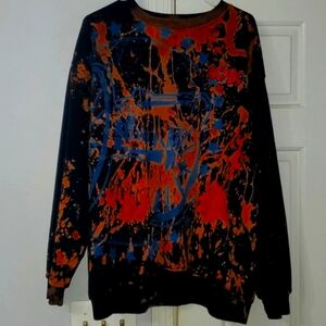 ACDC  mens bleach dyed graphic crew sweatshirt